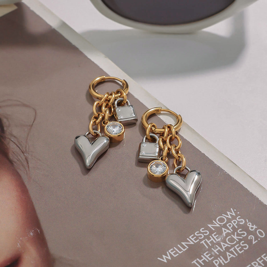 Heart Lock Duo Earrings