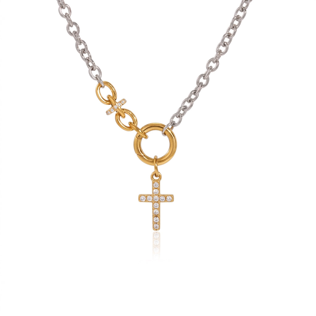 Cadena Cross Charm Dúo